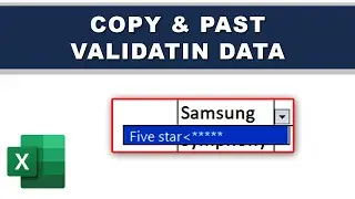 How to copy and past validation data in Excel