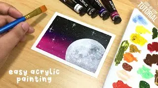 Easy Moon Acrylic Painting for Beginners! | Step-by-step Tutorial