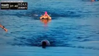 Serbian CrossFit athlete Lazar Dukic disappears under the water during a competition