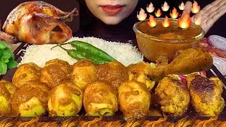 Asmr: Eating Spicy Egg Curry + Spicy Chicken Curry || Eating Sounds. Mukbang