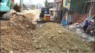 D41p Dozer Clearing gravel Moment , Bulldozer Pushing Gravel Repair The Road