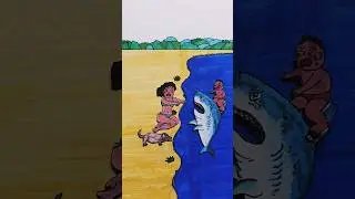 Terrifying Beach Encounter! 🏖️😱 Shark Attack Gone Wrong! #Shorts #SharkAttack #BeachRescue #Viral