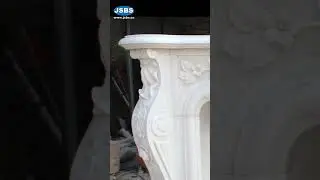 White Marble Floral Fireplace Mantel www.jsbluesea.com #fireplace #fireplacemantel #marblefireplace