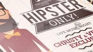 Hipster Only Flyer - Club A5 Template