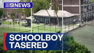 Schoolboy tasered by police during Sydney school knife scare | 9 News Australia