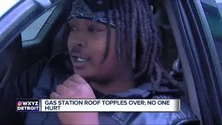 Gas station roof topples over in Southfield