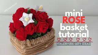 mini pipe cleaner rose basket #valentinesdaydiy #pipecleanerflower #giftideas #valentinesgifts