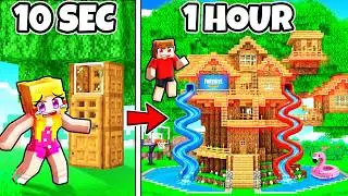 10 Seconds vs 1 Hour TREE HOUSE Build Challenge...