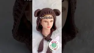 Crochet Teddy Bear Ear Beanie 🐻 AA388