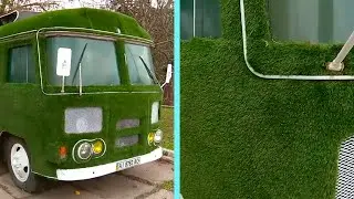 This Bus is Completely Covered in Moss
