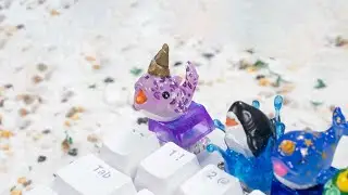 How to make Resin Keycaps with Resin and Polymer Clay-- Cute Dolphin Animal 🐬