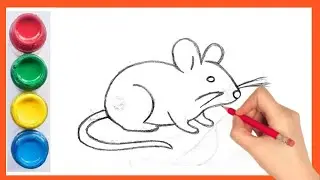 चूहा का चित्र Chuha ka chitra । Rat drawing for kids । Kids painting video । Kids drawing step by 
