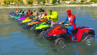 hombre ara&ntilde;a en moto | spiderman hulk goku water moto bike challenge | GTA 5 MODS