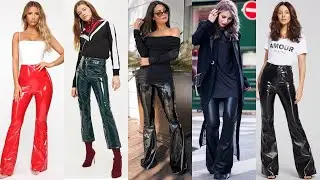 high waisted latex&leather flare pants&leggings outfits#how to style latex pants