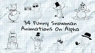 34 Snowman Alpha Animations &ndash; HD Winter Overlay Pack