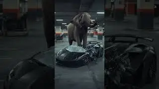 Elephant hates lamborghini  #aianimalart #aianimals