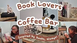 An inspiring book lovers coffee bar for book lovers day. #booklovers #coffeebar #coffeebardecor 