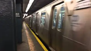 MTA NYC Subway : Bay Ridge bound R160A-1/R160B (R) Train Arriving at 63rd Drive
