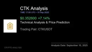 CTK (CTKUSDT) Technical Analysis - Price Prediction & Buy or Sell September 18, 2025