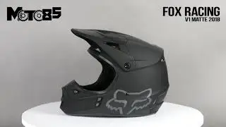 Fox Racing V1 Matte 2018 шлем кроссовый, черный матовый. Вид 360&deg;
