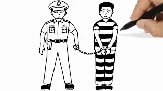 How to Draw Police and Prisoner Easy
