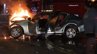LAFD Saves Trapped Passenger In Dramatic Car Fire Rescue In Studio City