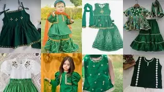 stylish 14 August dress designs /14 august baby dress designs/frocks design/green and white dress