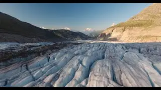 Spectacular drone flight over the Aletschgletscher &ndash; Biggest glacier of the alps