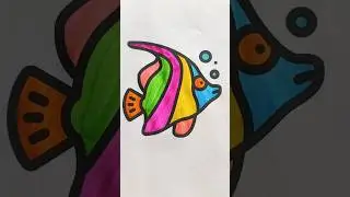 How to Colour Fish 🐠🐟 for Kids #drawing #match  #viral #youtubeshorts #art #cricket #kids #funny