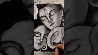 Shiv Parvati Ganesh Charcoal Drawing 🙏🏻 ~ #shorts #shiva #parvati #ganesha #charcoal #drawing