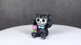 Furry Bones Basheera Voodoo Skeleton With Pink Panther Doll Figurine Collectible