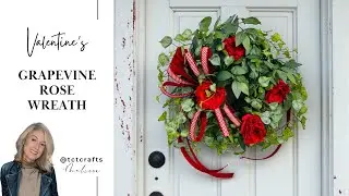 Simple Red Rose Grapevine Wreath DIY I Valentine's Day Decor