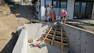 Build and pour concrete pool stairs in 2 minutes #satisfying 