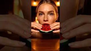 Real or Ai? | Glass Watermelon Slice ASMR | Ultra reallistic Mukbang Eating ASMR#shorts