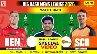REN vs SCO Dream11, REN vs SCO Dream11 Prediction, Melbourne Renegades vs Perth 36TH BBL T20 Dream11