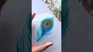 Easy Peacock Feather Painting | Easy Acrylic Art | #shorts #acrylicpainting #glasspainting