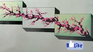 Cherry blossom on wall painting pink flowers  Paint Crafts