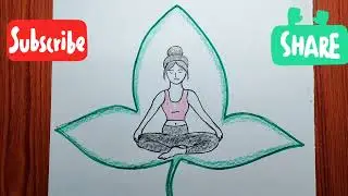 Yoga Day Drawing| yoga Day special drawing|| international yoga Day ||