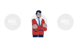 Angry indian male attorney in checkered blazer with arms crossed 2D character animation