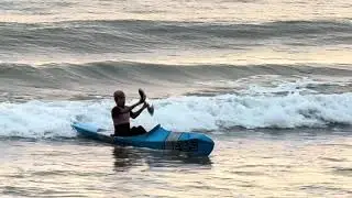 Wamberal Beach Surf Club paddlers training at the south end of Terrigal Beach. Sunrise. 