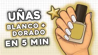 ✨DISEÑO de UÑAS SIMPLE que se ve ESPECTACULAR ✨ BLANCO con DORADO GALAXIA 💅