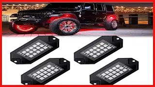 MustWin RGB LED Rock Lights 60 LEDs Multicolor Underglow Neon Lights Waterproof Aluminum Light Kit