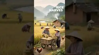 Family Rice Harvest 🌾👩&zwj;🌾 | Golden Countryside Life with Grandparents