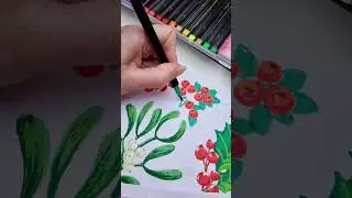 Paint with me: a semi realistic cotoneaster with markers 🔴🌿 #art #artinspirations #paintingprocess