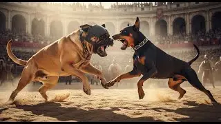 DOG BATTLE : Bullmastiff vs Doberman Pinscher - Epic Roman Colosseum Battle | WILDCRAFT COMBAT