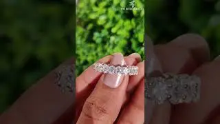 Oval Moissanite Full Eternity Wedding Band  Solid 14K White Gold Band Infinity Band Band Bridal 💖🧿🎁💎