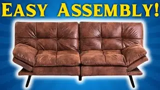 HOW TO ASSEMBLE Vyfipt Futon Bed/Couch, Brown Faux Leather Memory Foam (UNBOXING and REVIEW!)