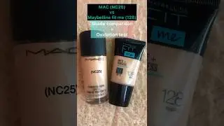 New Maybelline fit me 128 vs mac nc25 shade comparison #swatches #maybelline #mac #foundation