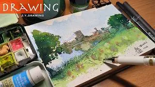 Paint and Draw Stunning Landscape Art with Simple Watercolor
