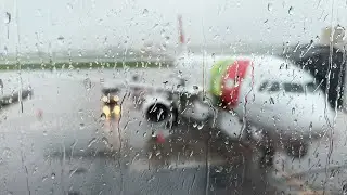 TAP AIR PORTUGAL --- flying from Lisbon (LIS) to Porto (OPO) - - rainy day
